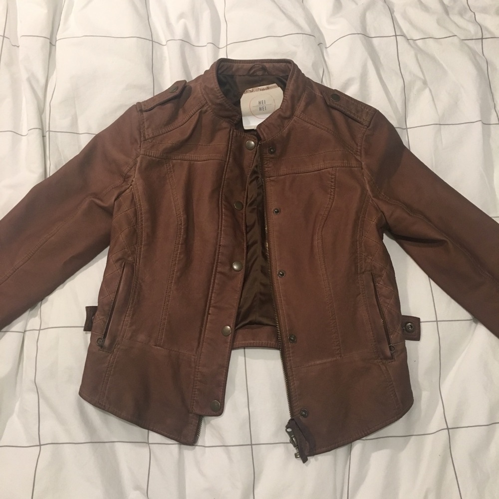 Hei Hei Faux Leather Cropped Jacket